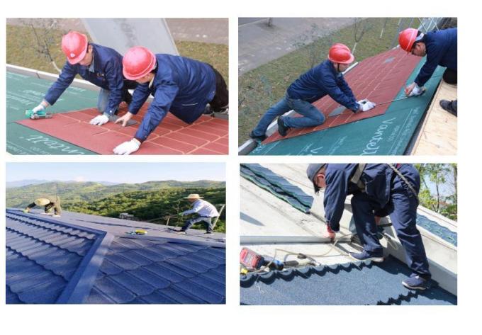 Factory Directly Sell Top Quality Waterproof Woodgrain Colored Stone Coated Metal Tiles